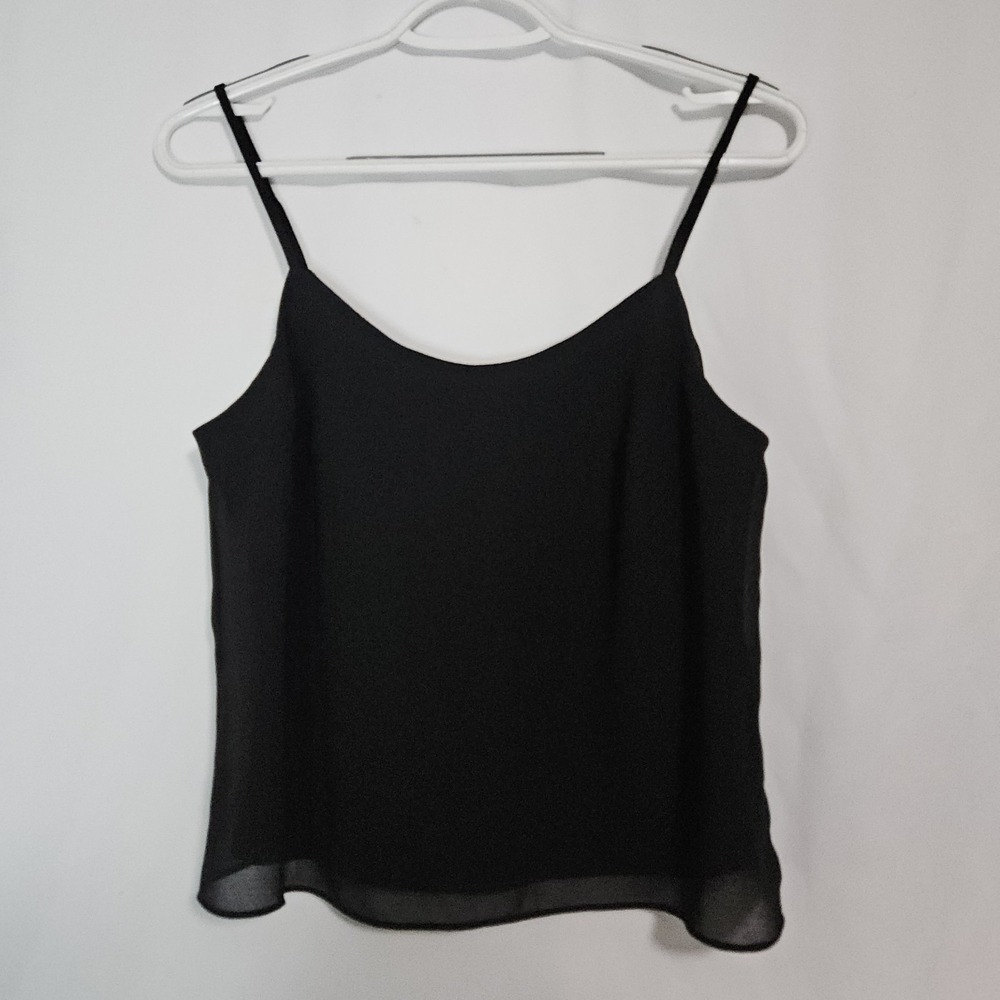 Whimsygoth Medium‎ Black Excellent Metaphor Chiffon Layered Spaghetti Strap Top